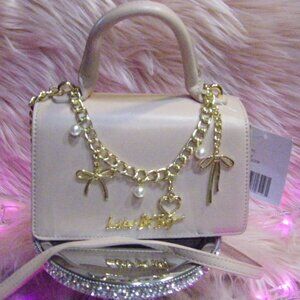 Betsey Johnson Eviec Small (MINI) Coquette Satchel Bag Bow Chain Blush Pink NWT